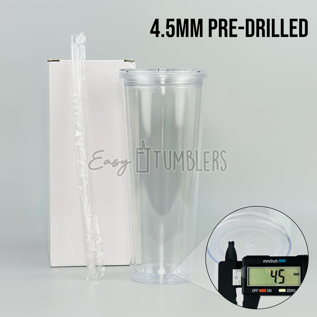 24oz Acrylic Snow Globe Tumbler Pre-Drilled with Plug