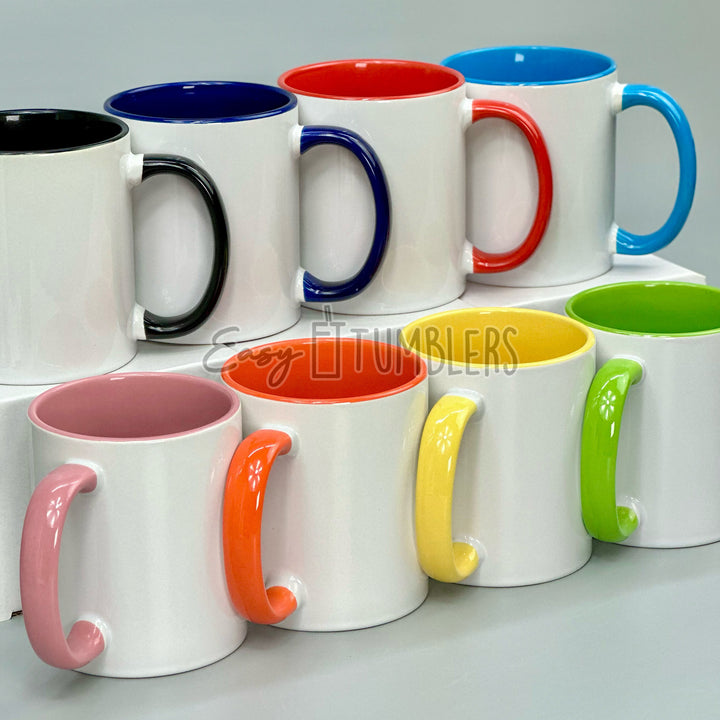 PREMIUM Sublimation Mugs 11oz Colored Handle