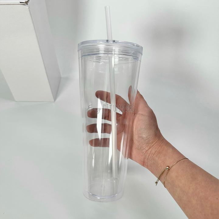 24oz Acrylic Snow Globe Tumbler Pre-Drilled with Plug