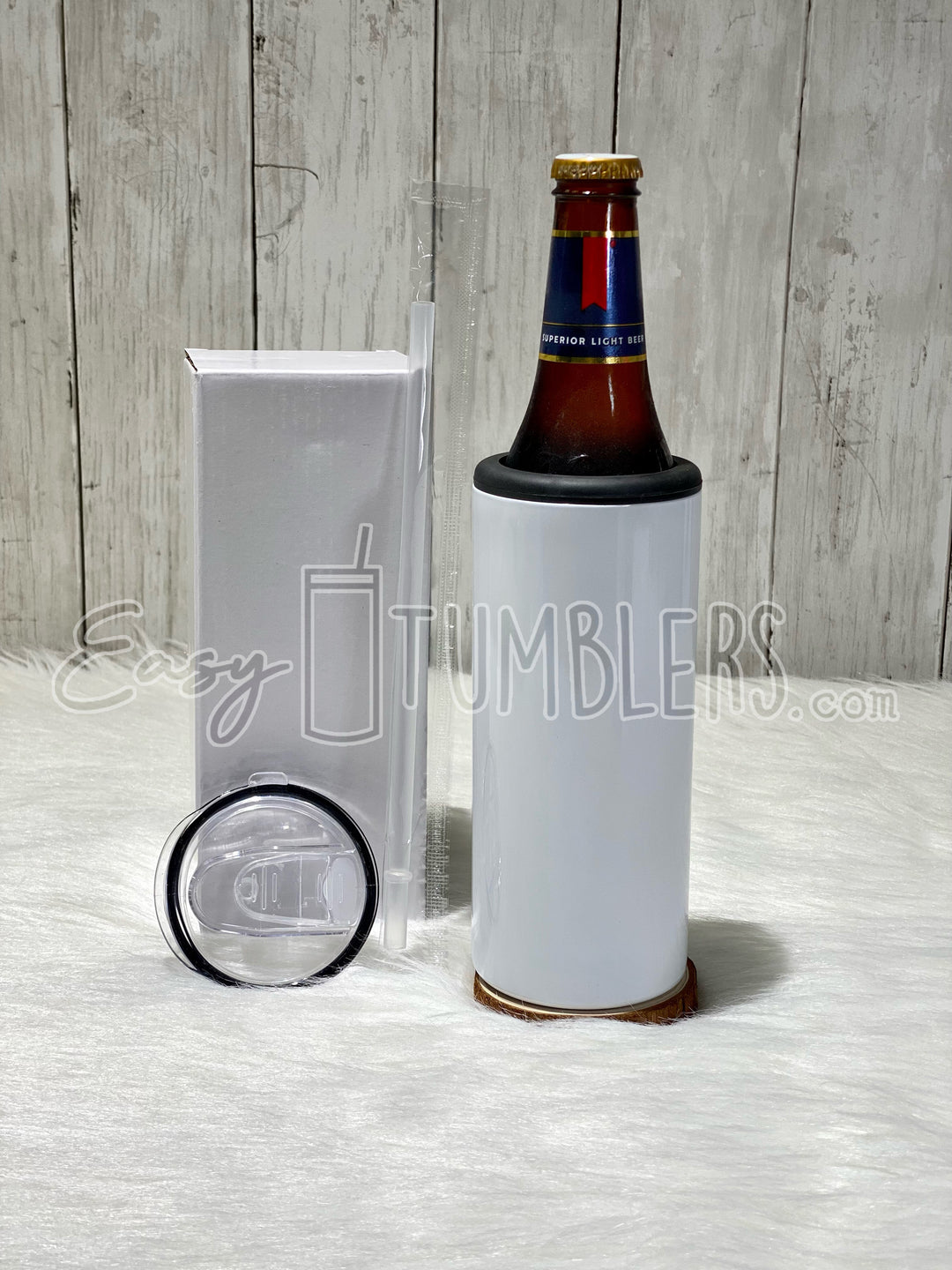 2 Lid Skinny Can/Bottle Cooler Duozie Sublimation Blank Tumbler