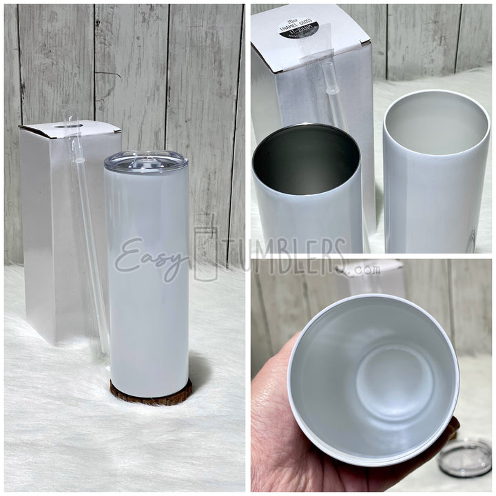 20oz Enamel Liner Gloss White Sublimation Blank Tumbler